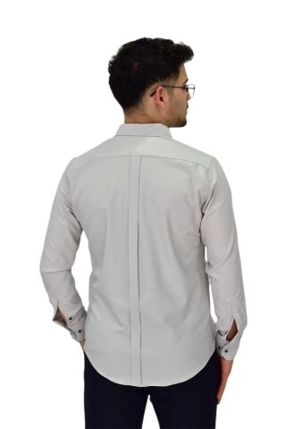 Erkek Likralı Spor Silim Fit Gömlek BGL-ST04326 GRİ - M