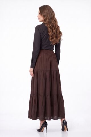 Kadın Uzun Lastikli 3 Parça Etek BGL-ST05588 KAHVE - M/L