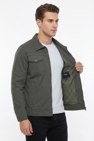 Erkek Büyük Beden Mevsimlik Kanvas Spor Mont BGL-ST05335 HAKİ - 4XL