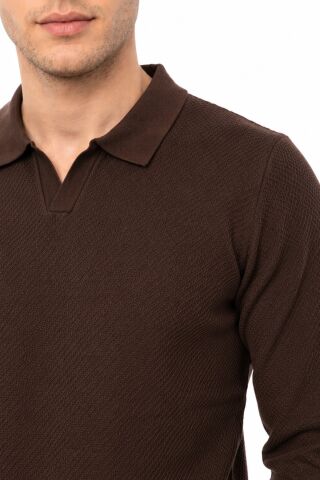 Erkek Spor Polo Yaka Mevsimlik Kazak BGL-ST05444 KAHVE - L