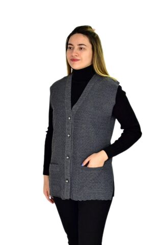 Kadın Cepli Triko Yelek BGL-ST03345 TABA - L