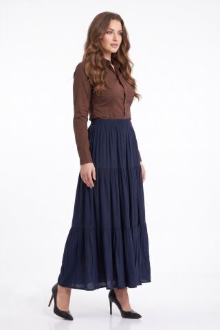 Kadın Uzun Lastikli 3 Parça Etek BGL-ST05588 LACİVERT - M/L