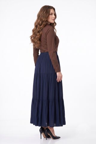 Kadın Uzun Lastikli 3 Parça Etek BGL-ST05588 LACİVERT - M/L