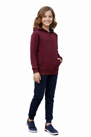 Kız Çocuk 3 İplik Kombin Eşofman Takım BGL-ST05049 BORDO - 16 YAŞ