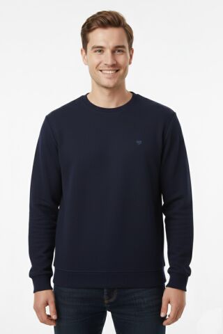 Erkek Büyük Beden Sıfır Yaka Selanik Sweatshirt BGL-ST04927 LACİVERT - 4XL
