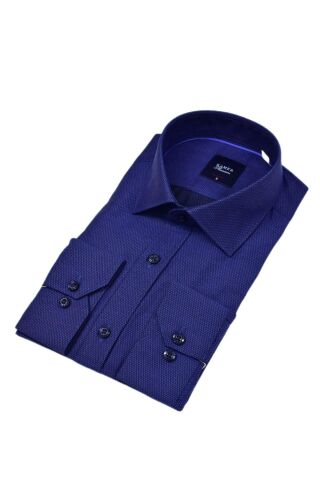 Erkek Slim Fitt Uzun Kol Petek Dokulu Gömlek 2423 BGL-ST04814 İNDİGO - M