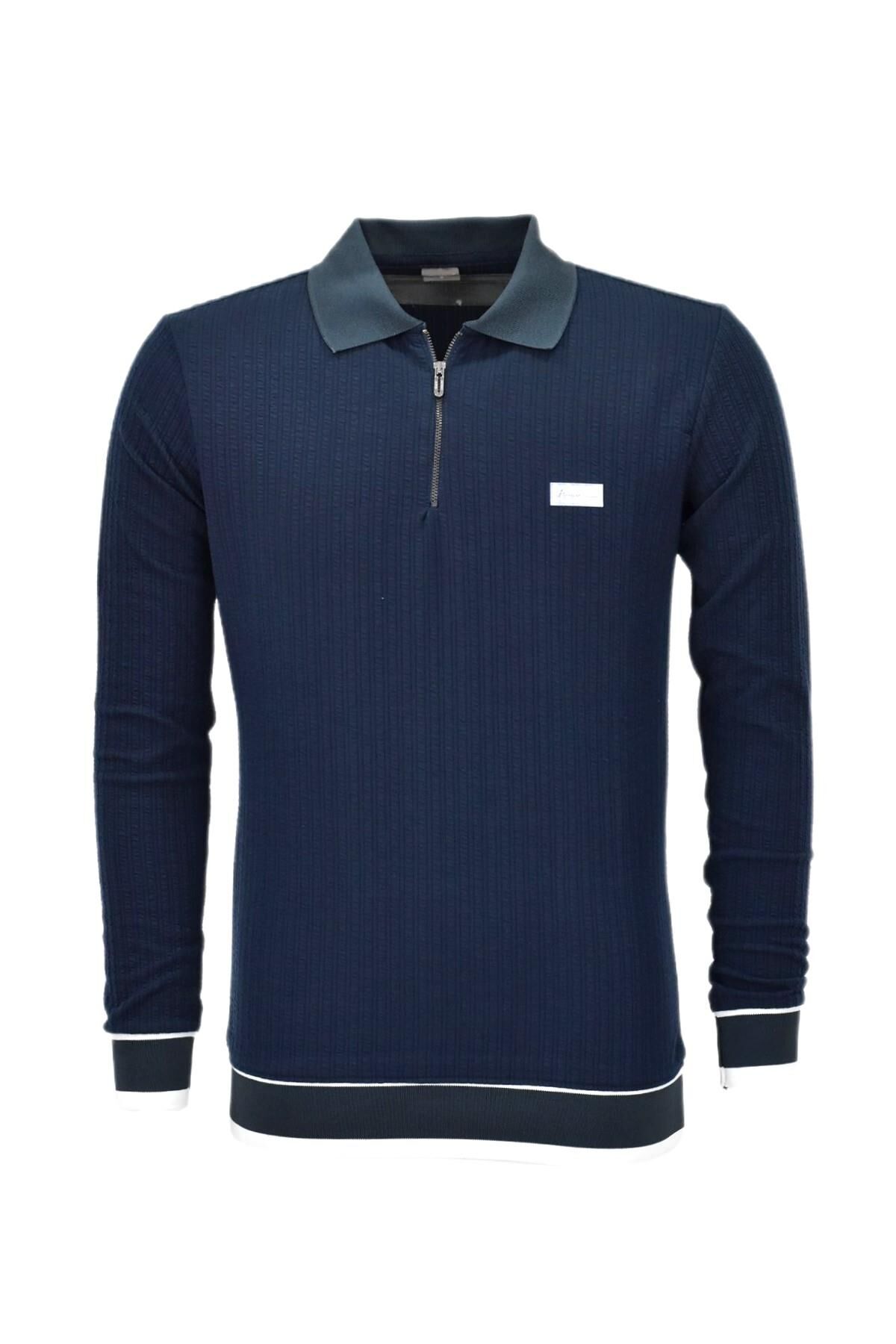 Erkek Spor Mevsimlik Polo Yaka Sweatshirt BGL-ST03932 PETROL - 2XL