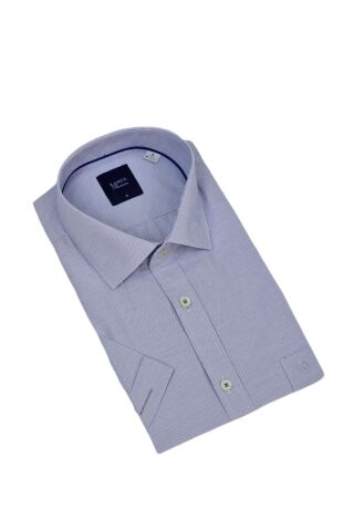 Erkek Klasik Kuşgözü Desen Kısa Kol Gömlek 9404 BGL-ST04573 MAVİ - S
