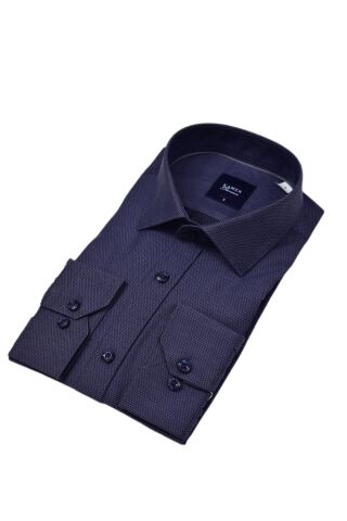 Erkek Slim Fitt Uzun Kol Petek Dokulu Gömlek 2423 BGL-ST04814 LACİVERT - L