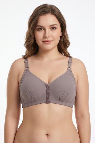 Kadın Önden Çıtçıtlı Süngerli Sütyen C Cup BGL-ST05639 VİZON - 85 C