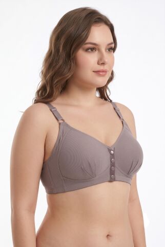 Kadın Önden Çıtçıtlı Süngerli Sütyen C Cup BGL-ST05639 VİZON - 85 C