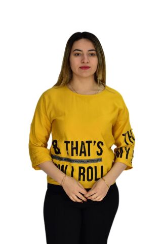 Kadın Turuva Kol Bluz HT202 SARI - L