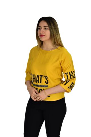 Kadın Turuva Kol Bluz HT202 SARI - L