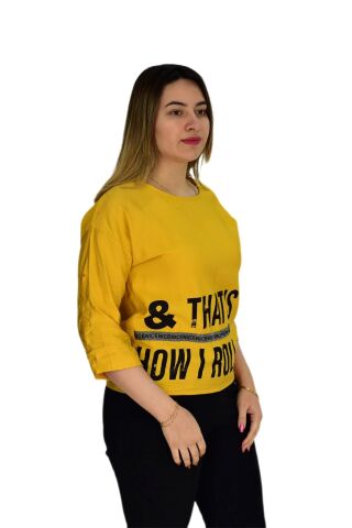Kadın Turuva Kol Bluz HT202 SARI - L