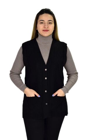 Kadın Cepli Triko Yelek BGL-ST03344