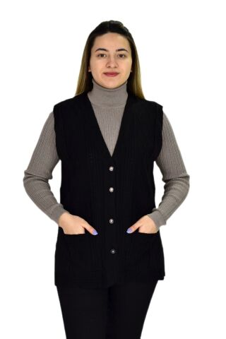 Kadın Cepli Triko Yelek BGL-ST03344