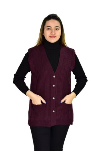 Kadın Cepli Triko Yelek BGL-ST03344