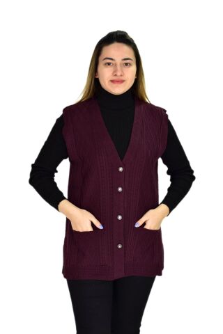 Kadın Cepli Triko Yelek BGL-ST03344