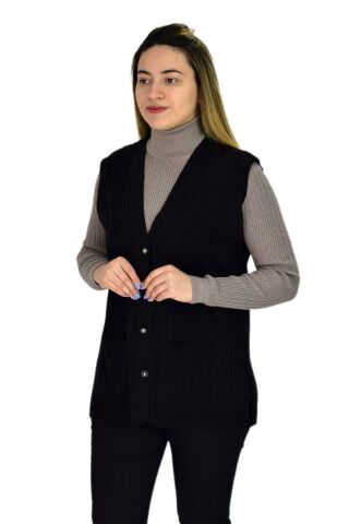 Kadın Cepli Triko Yelek BGL-ST03344