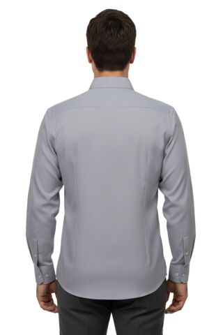Erkek Klasik Armürlü  Uzun Kol Gömlek 4080 BGL-ST04815 GRİ - S