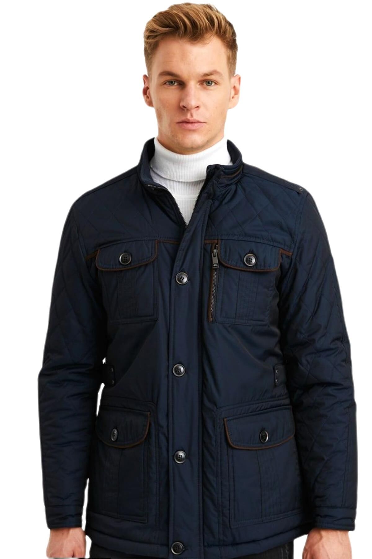 Erkek Spor Parka 3450 BGL-ST01641 LACİVERT - XL