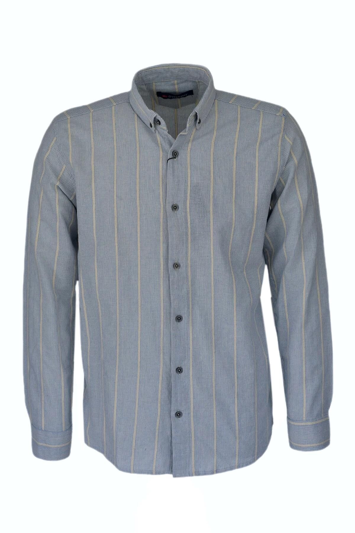 Erkek Pamuklu Yazlık Uzun Kol Gömlek 9628 BGL-ST03738 MAVİ - 2XL