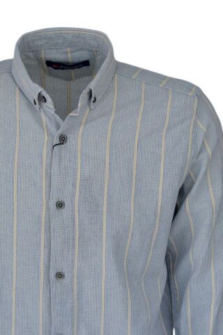 Erkek Pamuklu Yazlık Uzun Kol Gömlek 9628 BGL-ST03738 MAVİ - 2XL