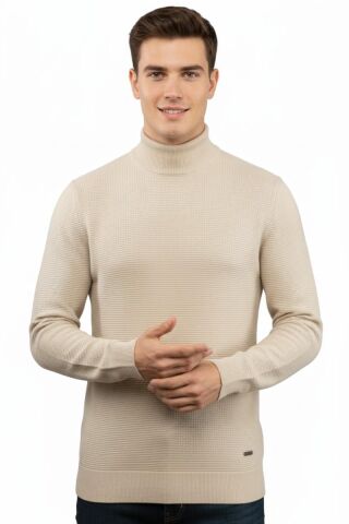 Erkek Yarım Balıkçı Kazak Triko Klasik Kalıp 5240B BGL-ST04856 TAŞ - 2XL
