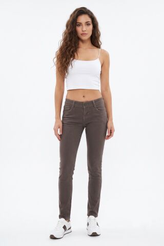 Kadın Düşük Bel Kanvas Pantolon TT001675 KAHVE - 26