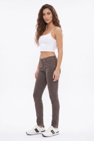 Kadın Düşük Bel Kanvas Pantolon TT001675 KAHVE - 26