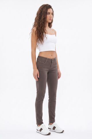 Kadın Düşük Bel Kanvas Pantolon TT001675 KAHVE - 26