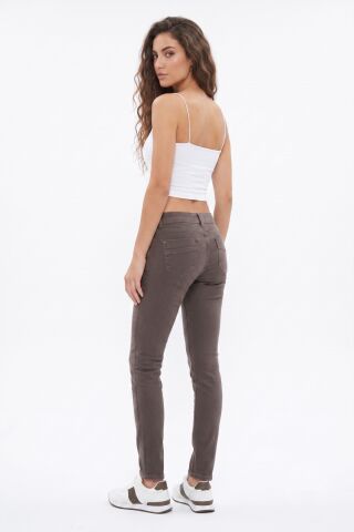 Kadın Düşük Bel Kanvas Pantolon TT001675 KAHVE - 26