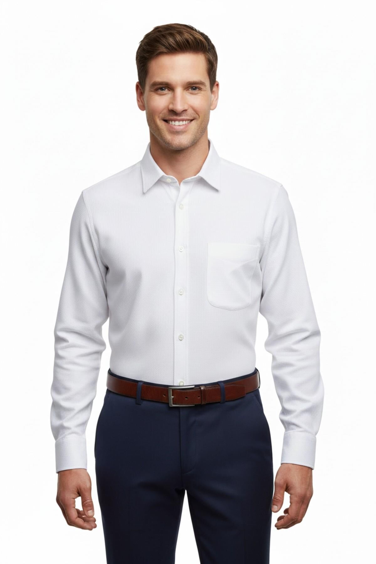 Erkek Klasik Petek Dokulu Uzun Kol Gömlek 3806 BGL-ST04816