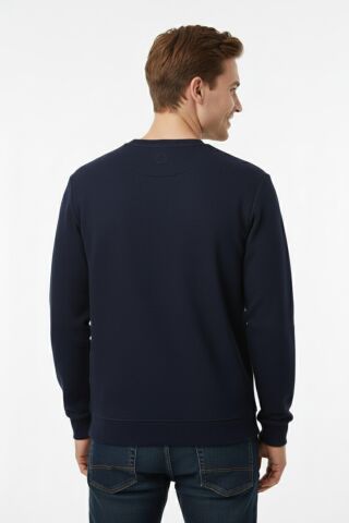 Erkek Sıfır Yaka Selanik Sweatshirt Regular Kalıp BGL-ST04926 LACİVERT - XL