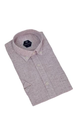 Erkek Klasik Tek Cepli Kısa Kol Gömlek BGL-ST04557 BORDO - L