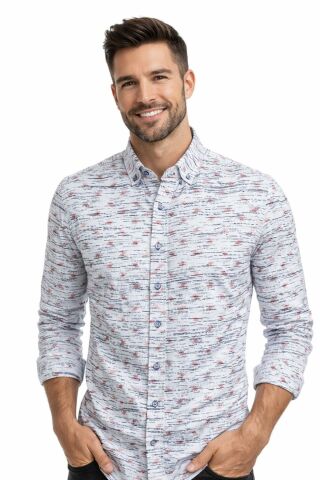 Erkek Silim Fitt Çizgili Uzun Kol Gömlek BGL-ST02982