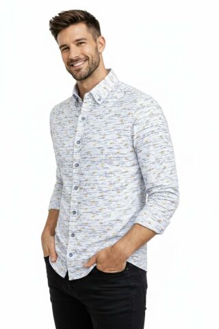 Erkek Silim Fitt Çizgili Uzun Kol Gömlek BGL-ST02982