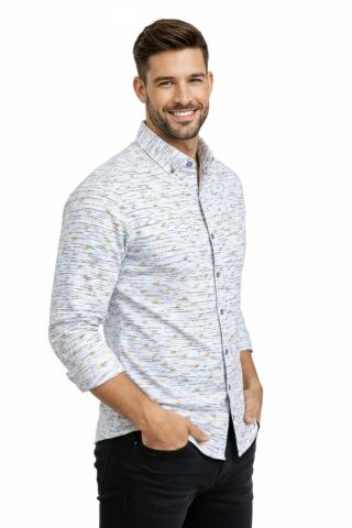 Erkek Silim Fitt Çizgili Uzun Kol Gömlek BGL-ST02982