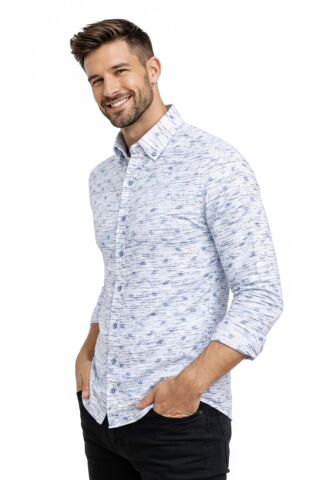 Erkek Silim Fitt Çizgili Uzun Kol Gömlek BGL-ST02982 BORDO - XL