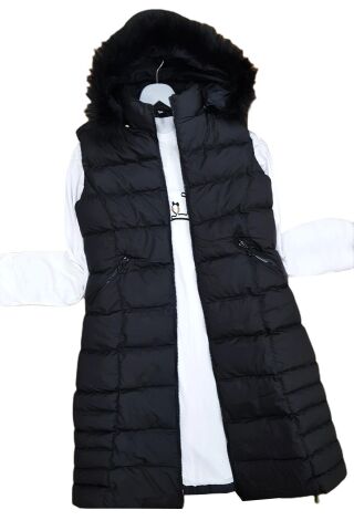 Kadın Kapüşonlu Uzun Yelek 5003 BGL-ST01646 TABA - XL