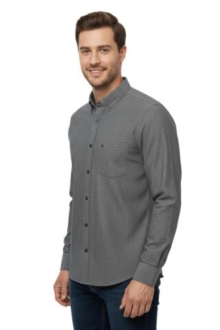 Erkek Klasik Petek Dokulu Uzun Kol Gömlek 3814 BGL-ST04817