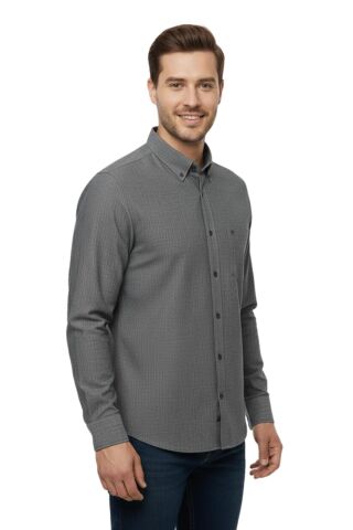Erkek Klasik Petek Dokulu Uzun Kol Gömlek 3814 BGL-ST04817