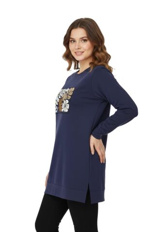 Kadın Sıfıryaka Önü Nakışlı Tunik BGL-ST05085 ANTRASİT - 3XL