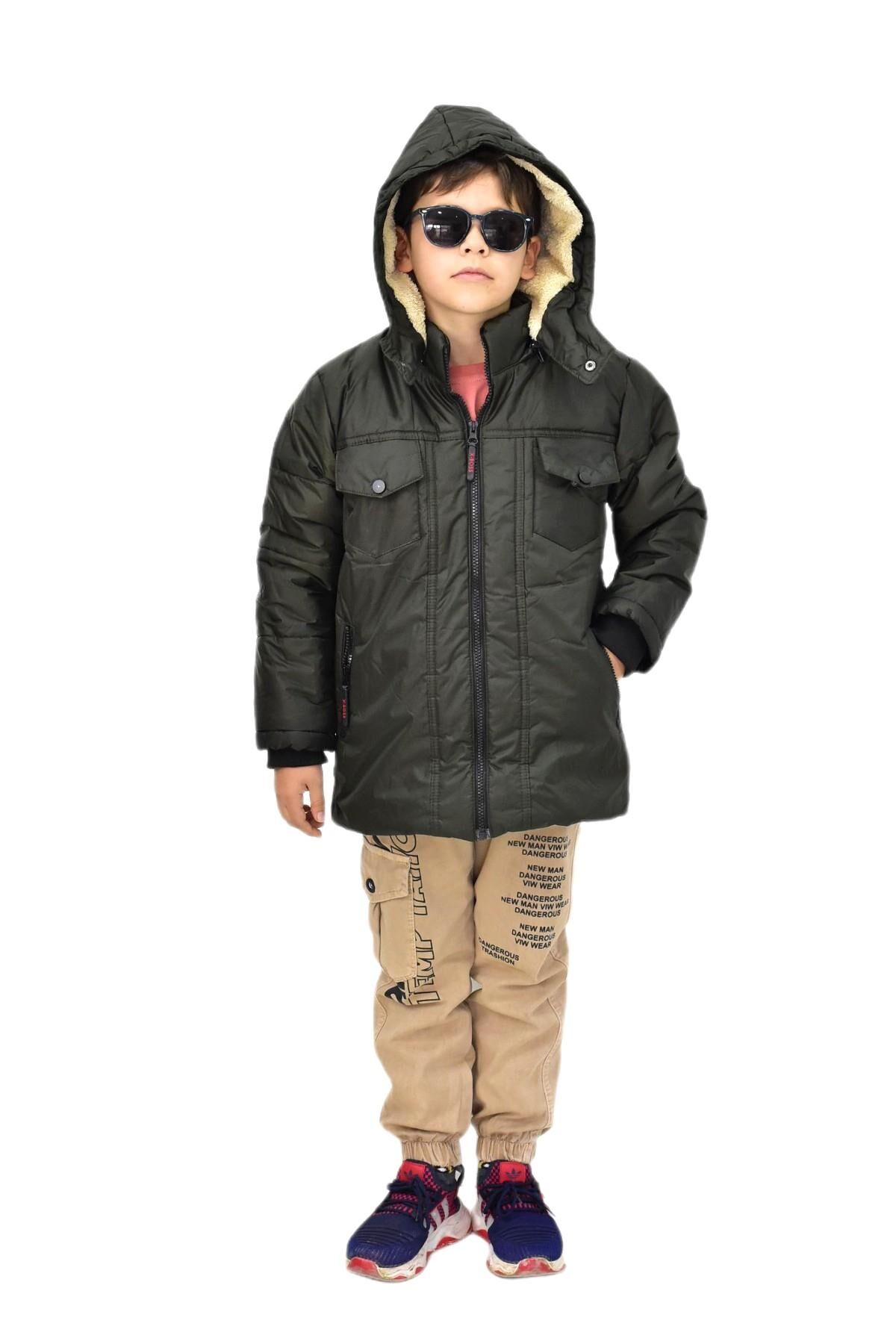 Erkek Çocuk Kapüşonlu Mont BS-1042 HAKİ - 7 YAŞ