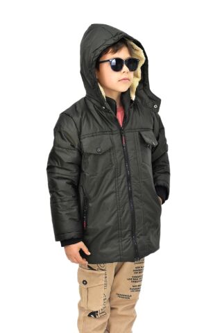 Erkek Çocuk Kapüşonlu Mont BS-1042 HAKİ - 7 YAŞ