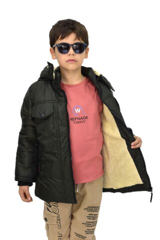 Erkek Çocuk Kapüşonlu Mont BS-1042 HAKİ - 8 YAŞ
