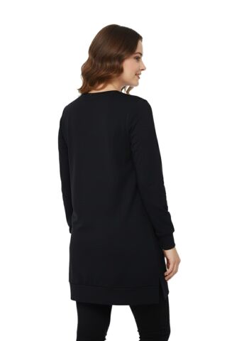Kadın Sıfıryaka Önü Nakışlı Tunik BGL-ST05085 SİYAH - 2XL