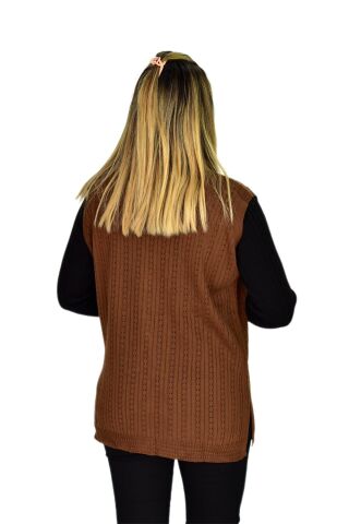 Kadın Cepli Triko Yelek BGL-ST03344 TABA - M