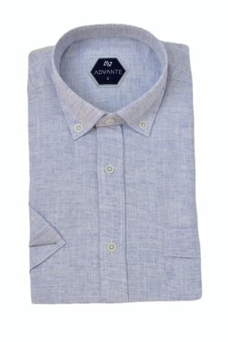 Erkek Klasik Tek Cepli Kısa Kol Gömlek BGL-ST04557 MAVİ - XL