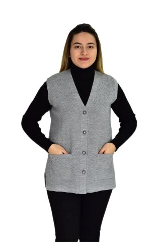 Kadın Cepli Triko Yelek BGL-ST03343 TABA - L